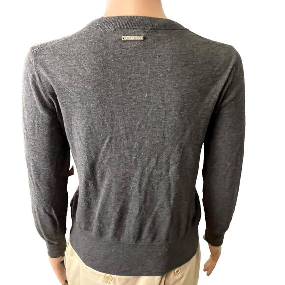 MICHAEL Michael Kors Sequined Velvet Tie Pullover Sweater Preppy Date Night P/S - Picture 3 of 5